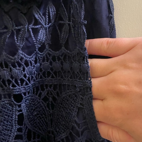 Strapless navy crochet style romper - Picture 2 of 5